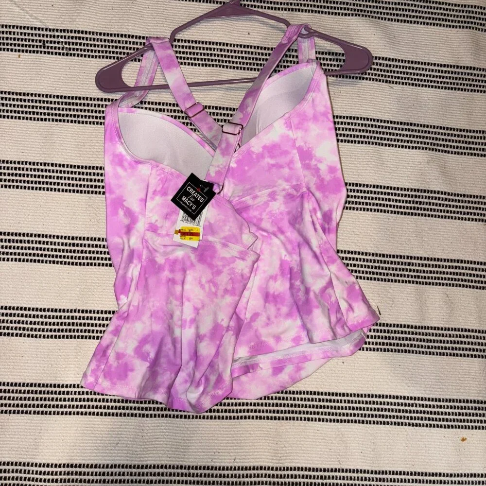 California Waves SUNKISSED SUNRISE LAVENDER Tie-Dye Tankini Top 3 22/24 - Picture 4 of 5
